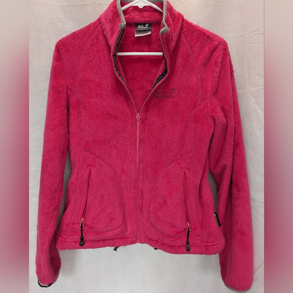 Jack Wolfskin Nanuk 200 Sweatshirt Women UK 10 Fleece Zipper High Neck Pink